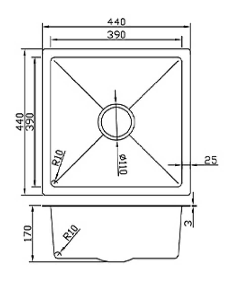 4444-GU Stainless Steel Single Bowl Sink