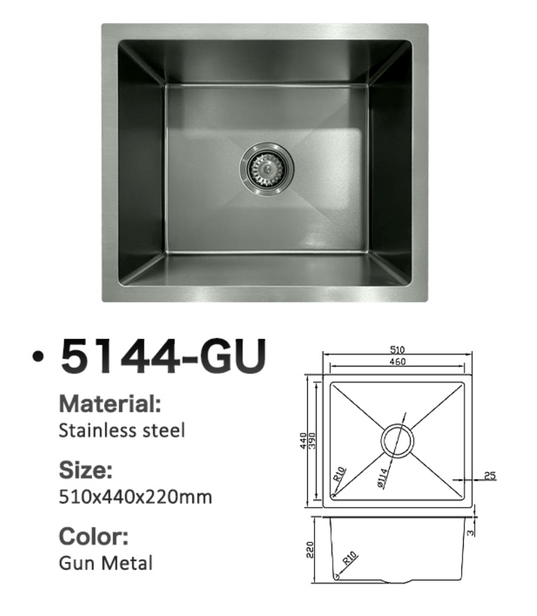 5144-GU Stainless Steel Kitchen Large Single Bowl Sink