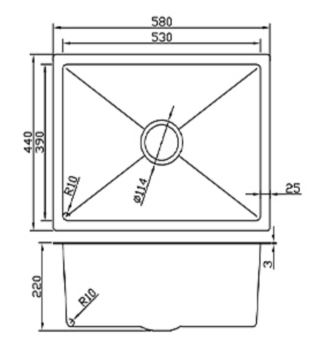 5844-GU Stainless Steel Large Single Bowl Sink
