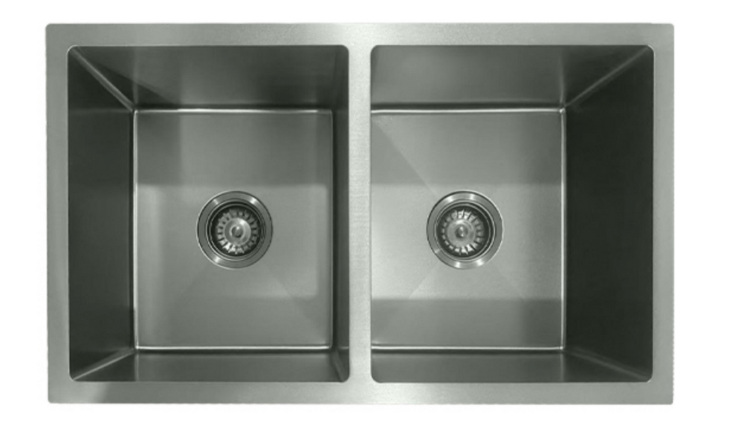 7544-GU Gun Metal Stainless Steel Double Bowl Kitchen Sink, 750x440x220mm, Modern Twin Bowl Design