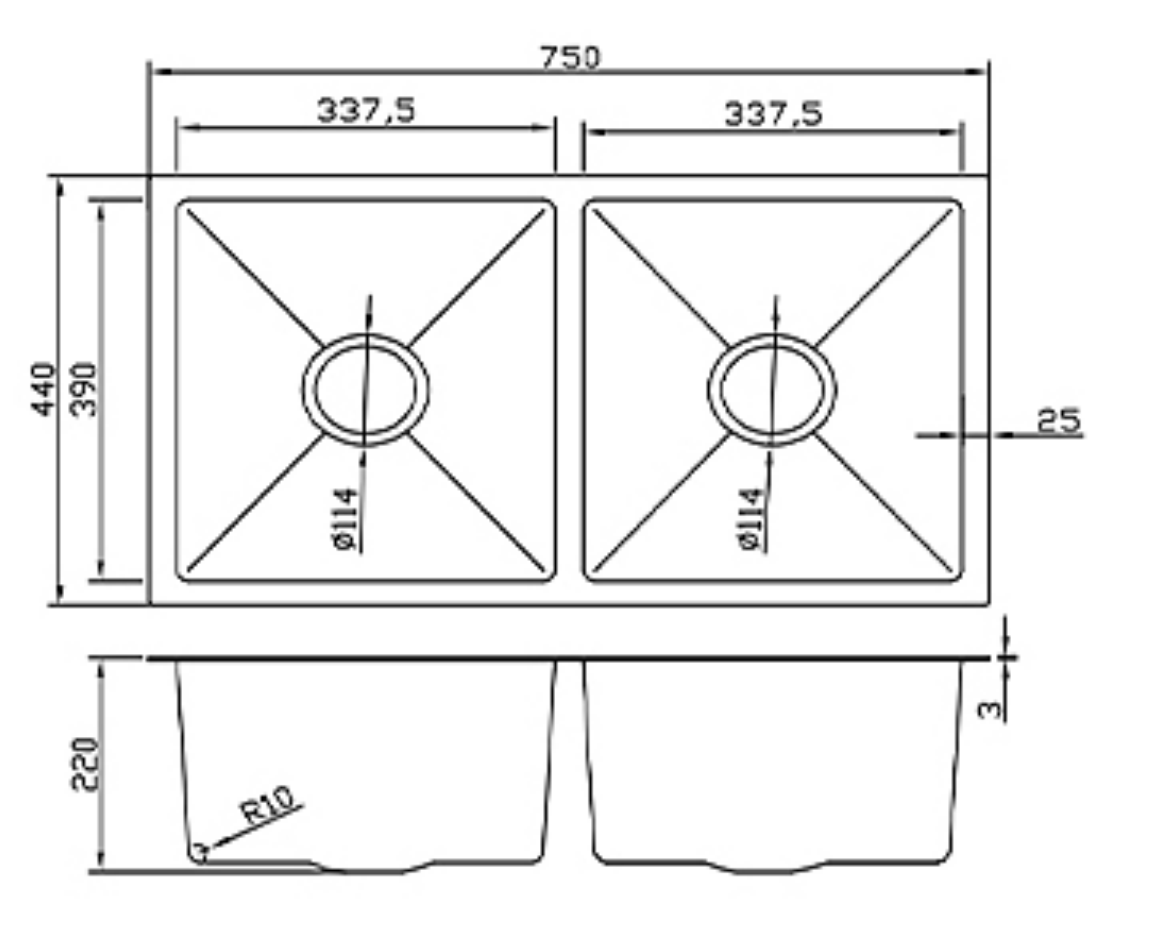 7544-GU Stainless Steel Double Bowl Sink