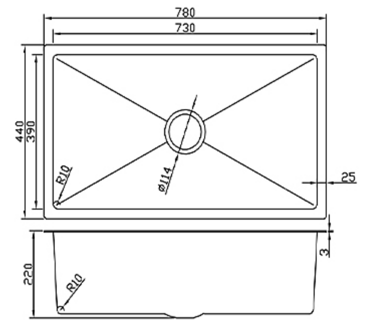 7844-GU Stainless Steel Large Single Bowl Sink