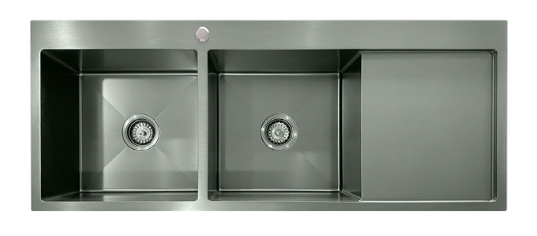 12050-GU-L Gun Metal Stainless Steel Double Bowl Kitchen Sink with Drainer Board, 1200x440x220mm