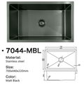 7044-MBL Matt Black Stainless Steel Kitchen Sink, 700x440x220mm
