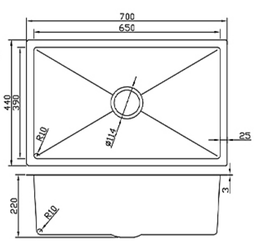 7044-MBL Stainless Steel Sink