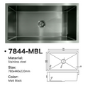 7844-MBL Matt Black Stainless Steel Kitchen Sink, 780x440x220mm
