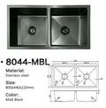 8044-MBL Matt Black Stainless Steel Double Bowl Kitchen Sink, 800x440x220mm