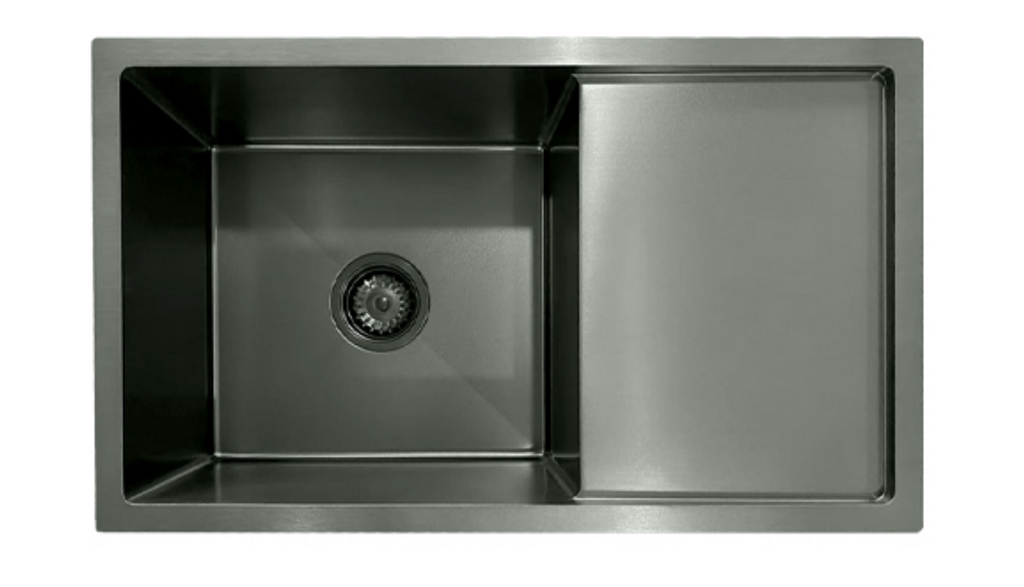 7544-MBL Matt Black Stainless Steel Single Bowl Kitchen Sink with Drainer, 750x440x220mm
