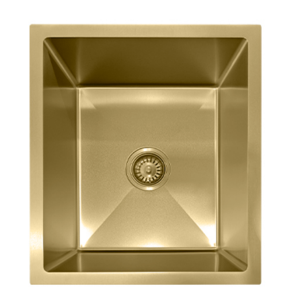 4444-GL Gold Stainless Steel Single Bowl Sink, 440x440x220mm