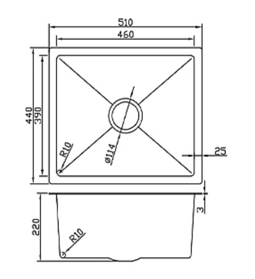 5144-GL Stainless Steel Single Bowl Sink