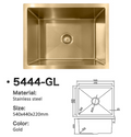5444-GL Gold Stainless Steel Single Bowl Sink, 540x440x220mm