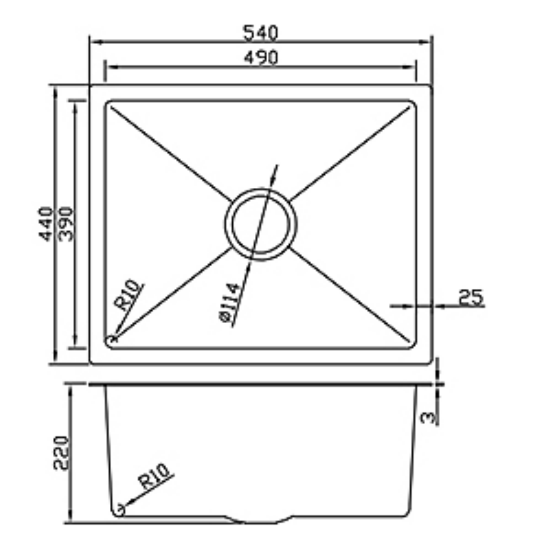 5444-GL Stainless Steel Single Bowl Sink