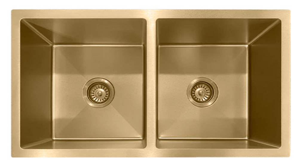 7544-GL Gold Stainless Steel Double Bowl Sink, 750x440x220mm