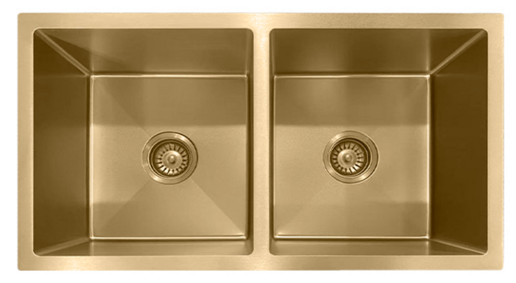 8044-GL Gold Stainless Steel Double Bowl Sink, 800x440x220mm