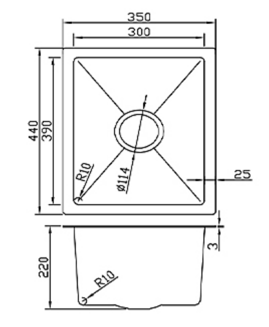3544-BR Stainless Steel Single Bowl Sink