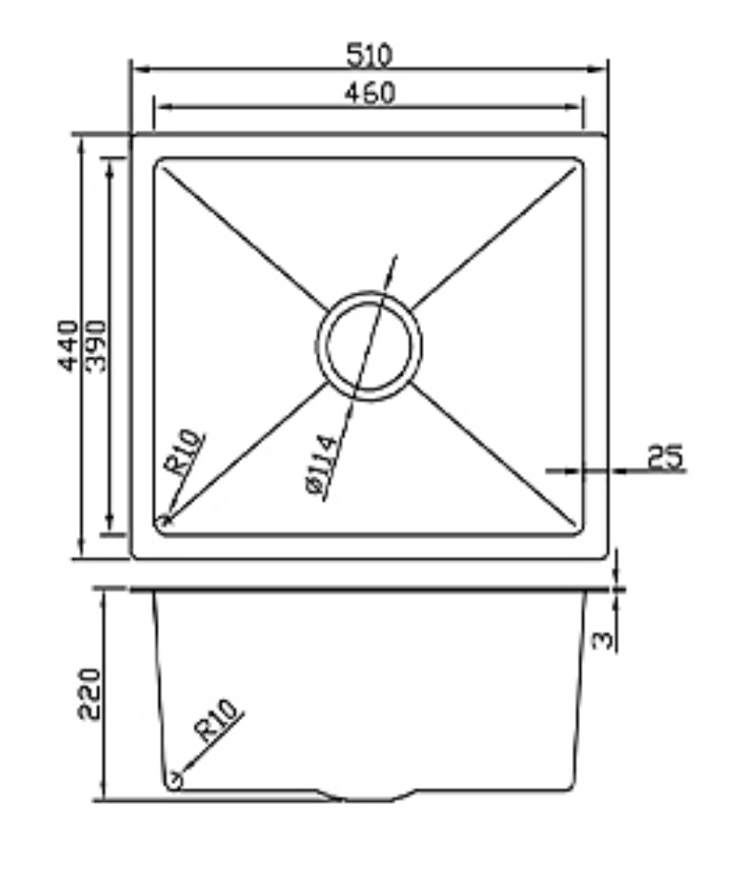 5144-BR Stainless Steel Single Bowl Sink