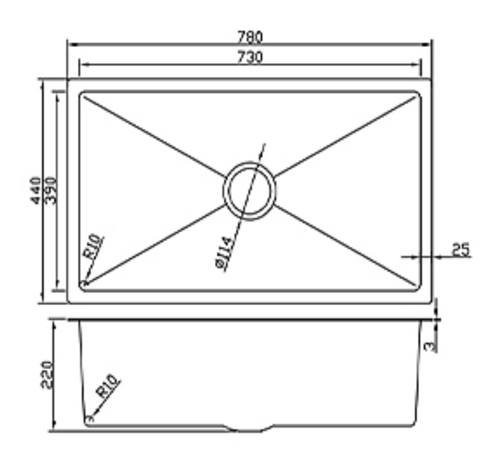 7844-BR Stainless Steel Large Single Bowl Sink