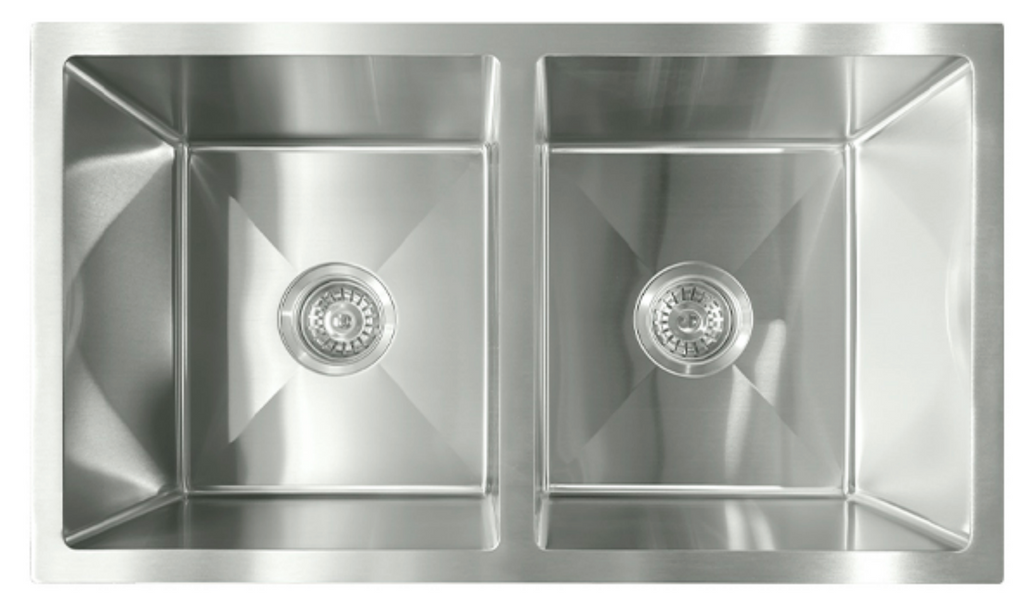 7544-BR Satin Stainless Steel Double Bowl Sink, 750x440x220mm