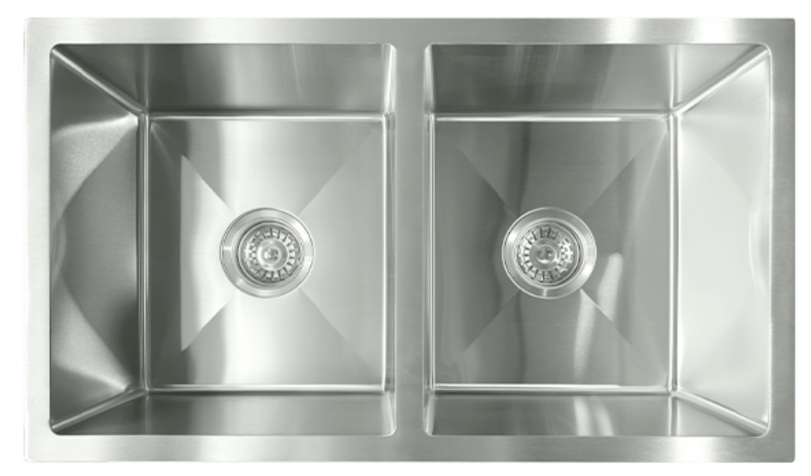 7544-BR Satin Stainless Steel Double Bowl Sink, 750x440x220mm