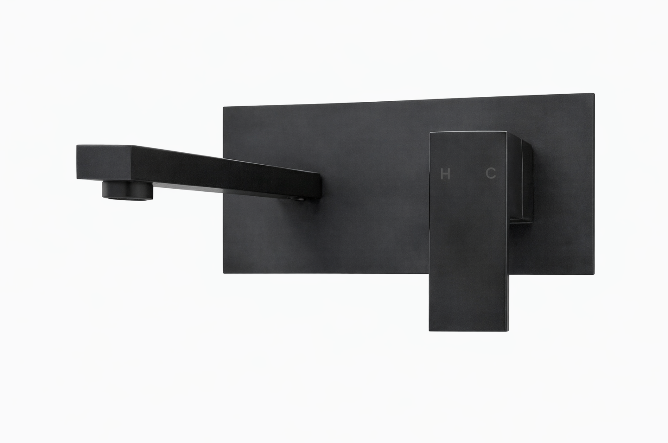 Square Wall Plate Basin Mixer Black