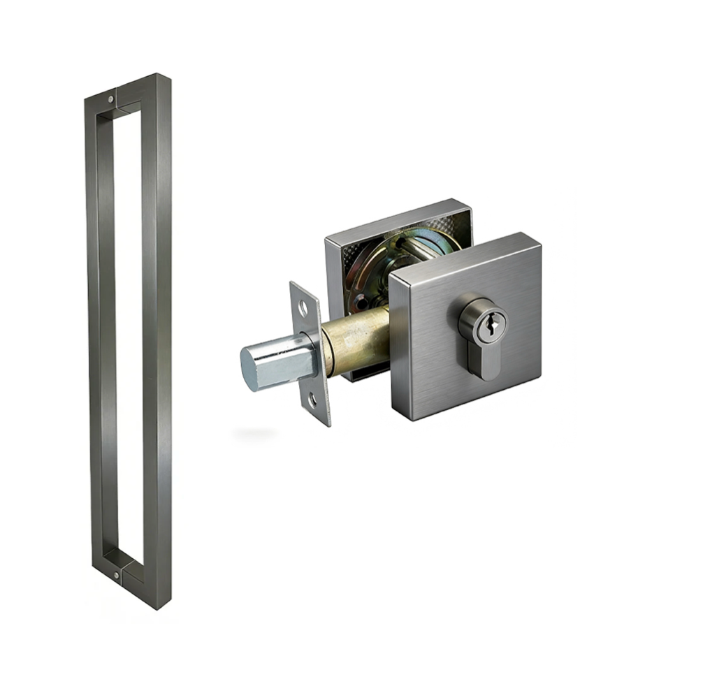 Square Lock with Key (BDL1050) + Square Door Pull Handle (DL102)