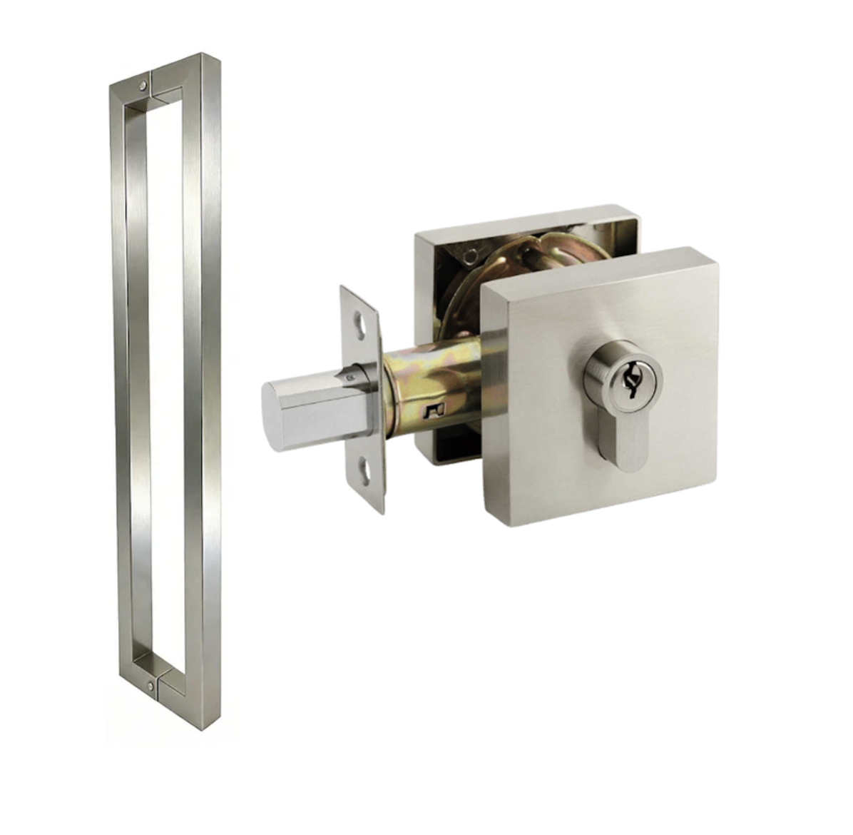 Square Lock with Key (BDL1050) + Square Door Pull Handle (DL102)