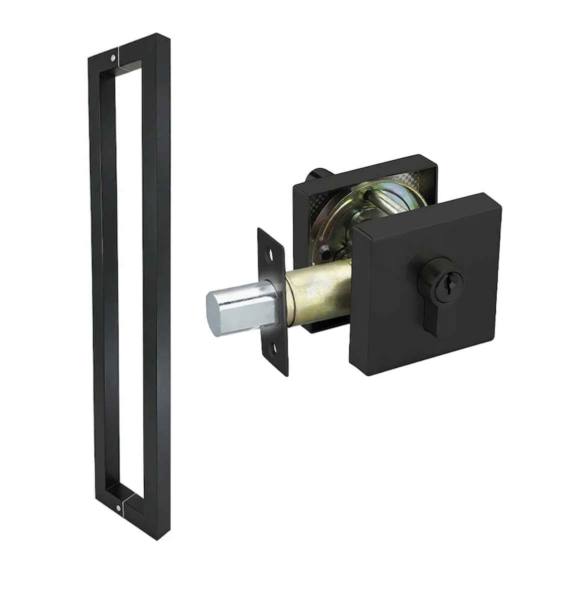 Square Lock with Key (BDL1050) + Square Door Pull Handle (DL102)