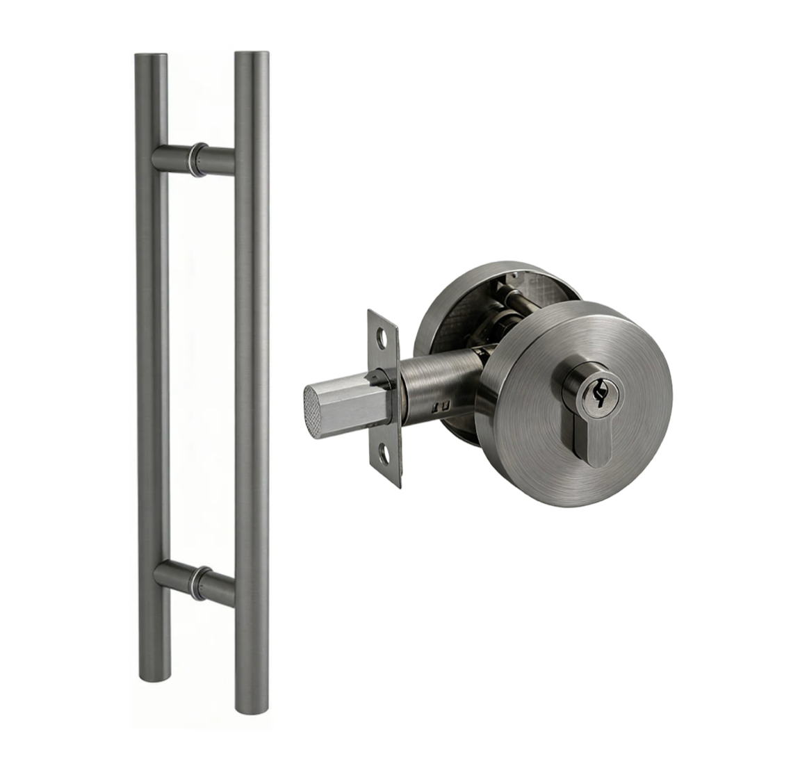 Round Lock with Key (BDL1051) + Round Door Pull Handle (DP1010)