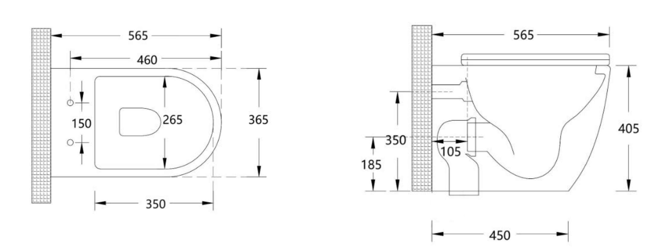 Torina Rimless in-wall rimless Pan Toilet