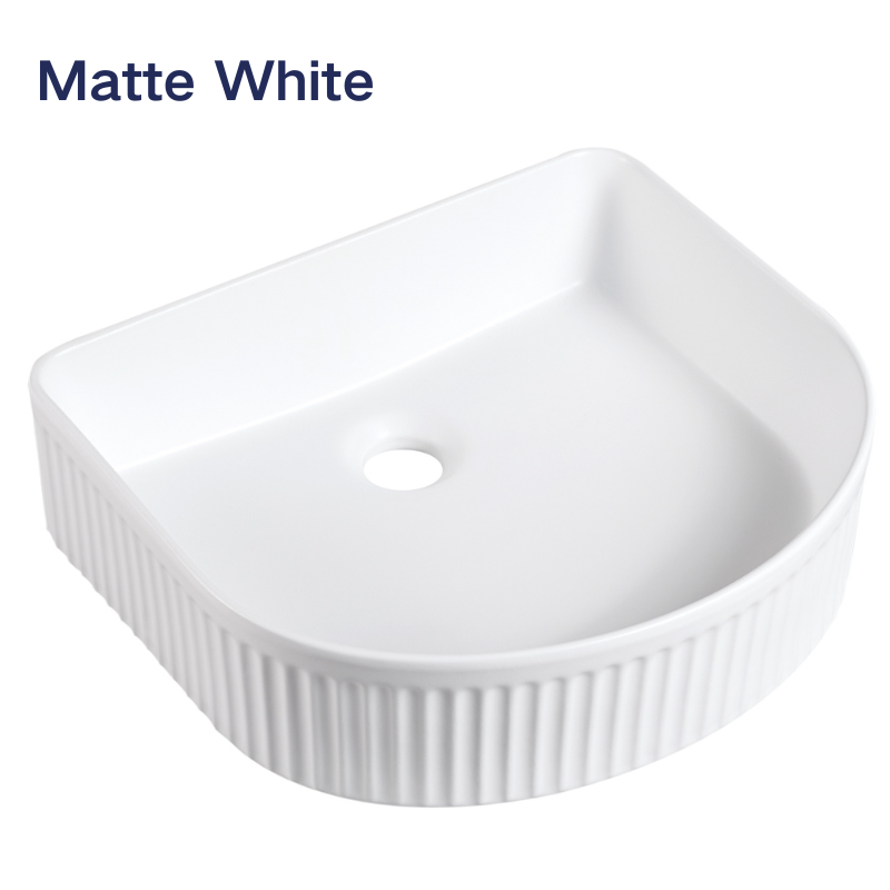 【Basin 299】 – Matte White and Glossy White, 415×370×120mm, Above-Counter Basin