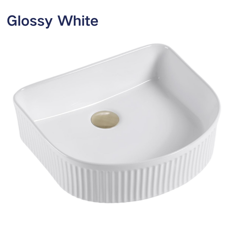 【Basin 299】 – Matte White and Glossy White, 415×370×120mm, Above-Counter Basin