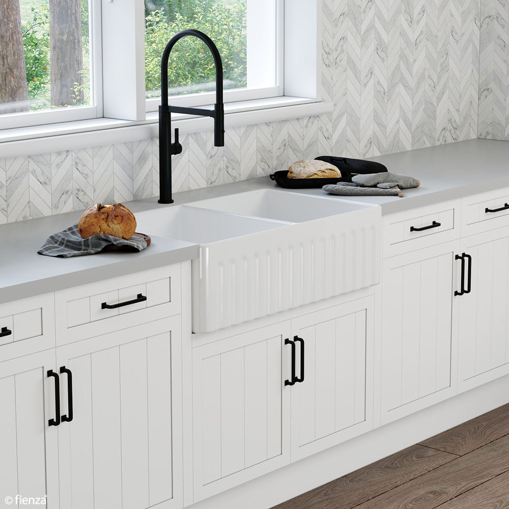 BISTONE 828X452X253mm Butler Farmhouse Fireclay Kitchen Laundry Sink 3318D