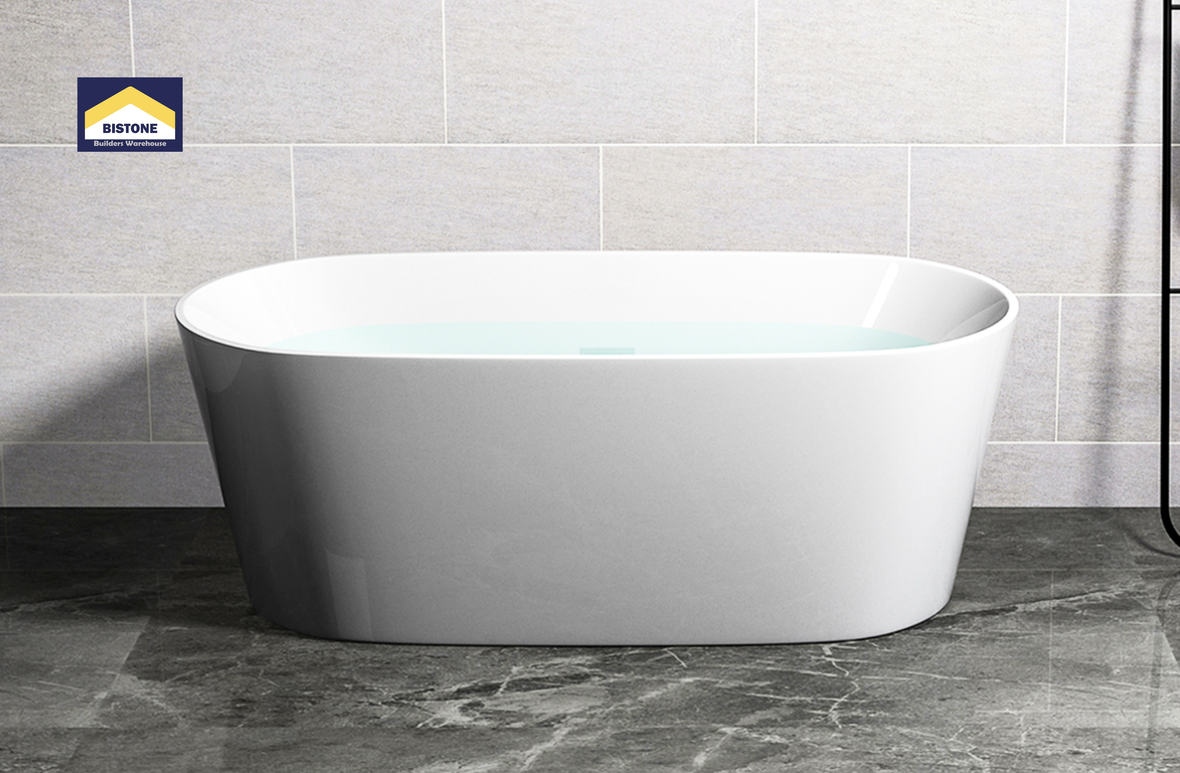 BISTONE B-7109 Freestanding Acrylic Bathtub — Minimalist Oval Design with Adjustable Legs
