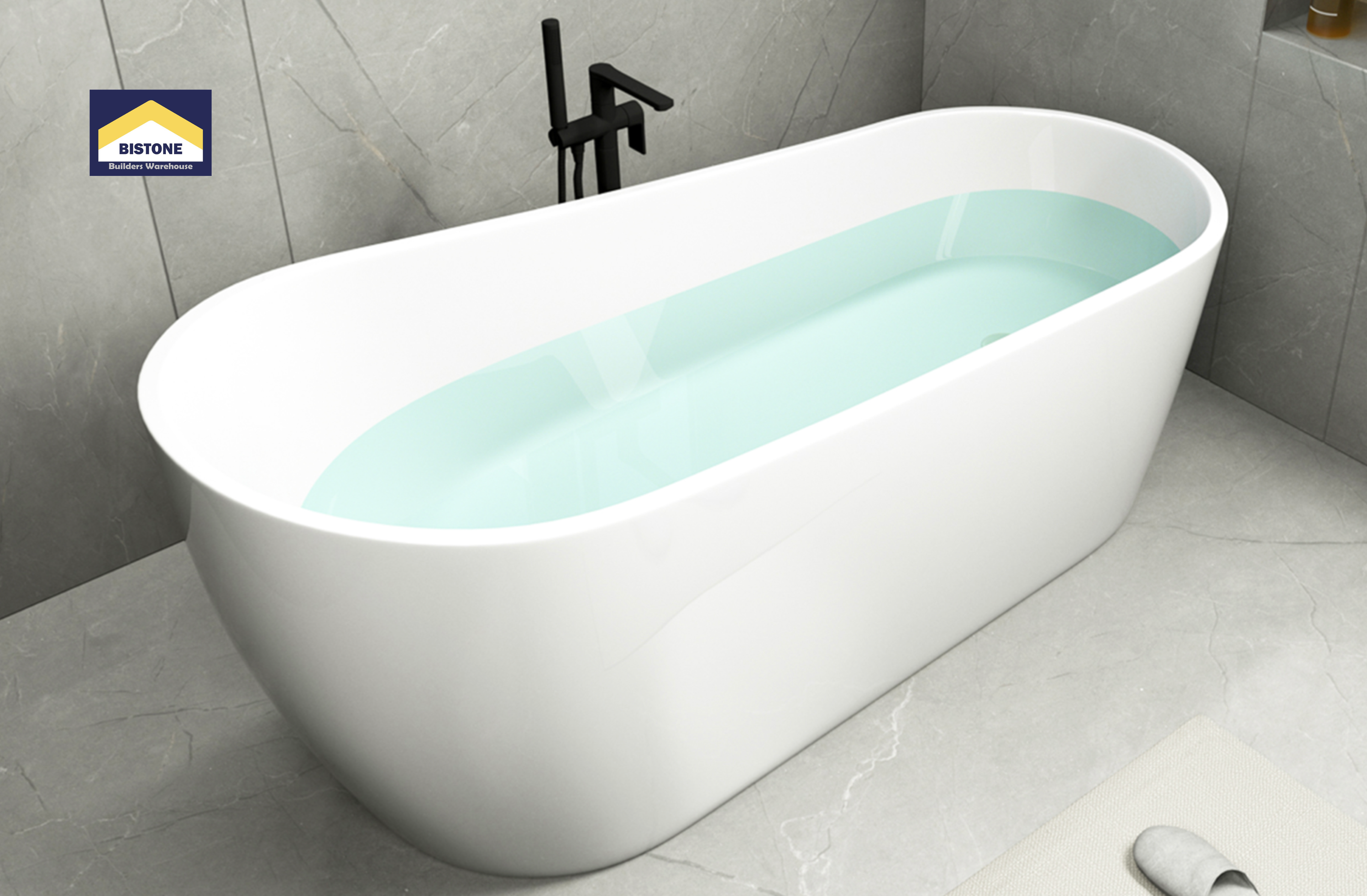 BISTONE B-7111 Freestanding Acrylic Bathtub — Deep Soaking Comfort with Modern Minimalist Design