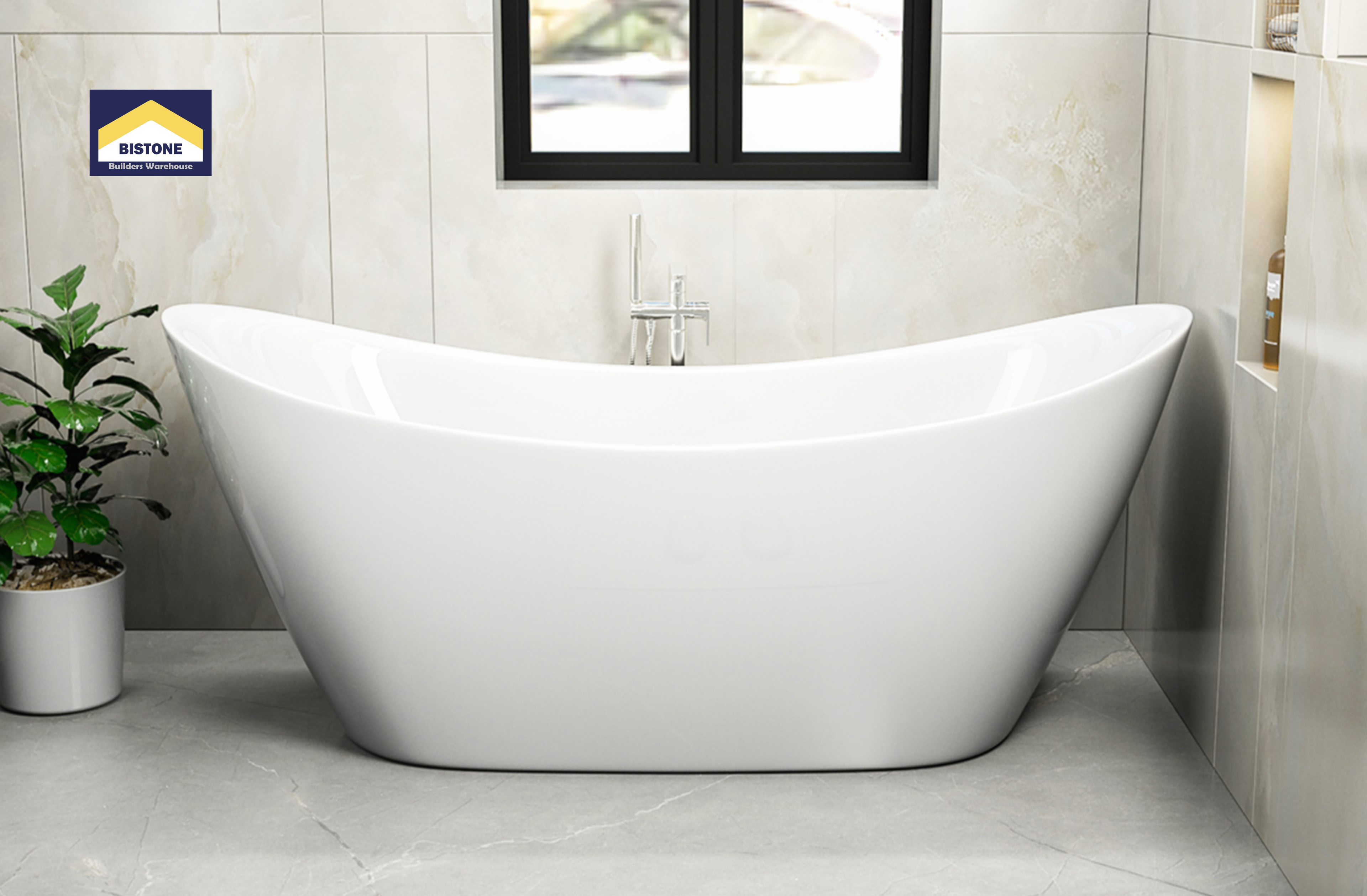 BISTONE B-7112 Freestanding Acrylic Bathtub — Elegant Double-Ended Design for Luxurious Comfort