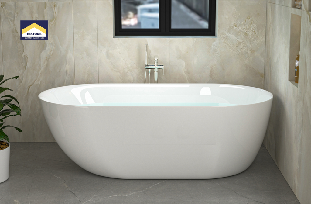 BISTONE B-7123N Freestanding Acrylic Bathtub — Contemporary Oval Design with Luxurious Comfort