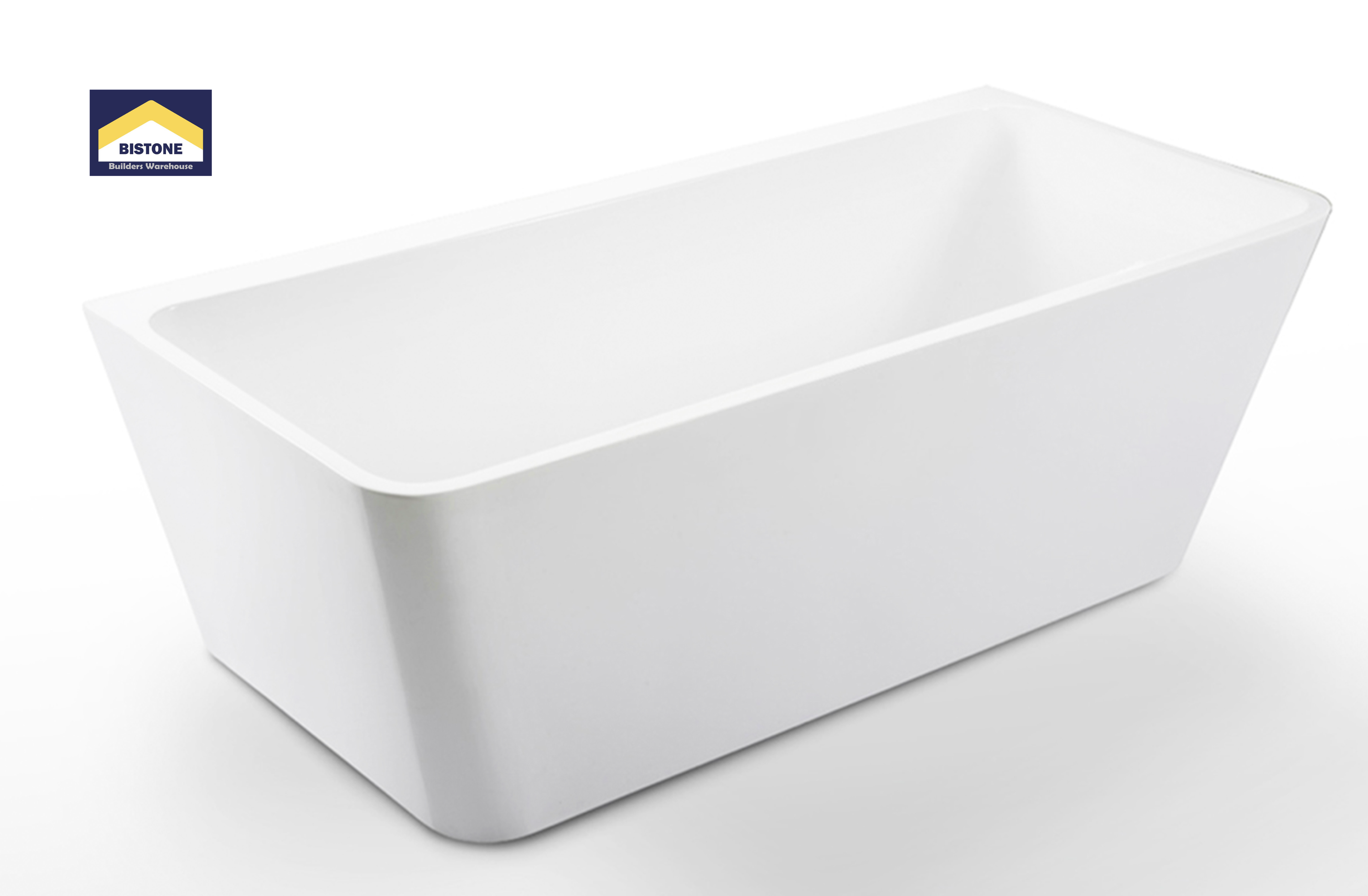 BISTONE B-7101 Back-to-Wall Acrylic Bathtub — Contemporary Rectangular Design with Elegant Geometry