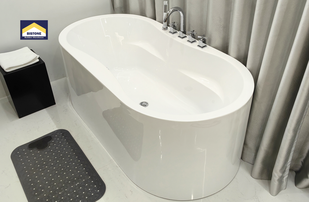 BISTONE B-7301 Freestanding Acrylic Bathtub — Elegant Oval Design with Optional Massage & Air System