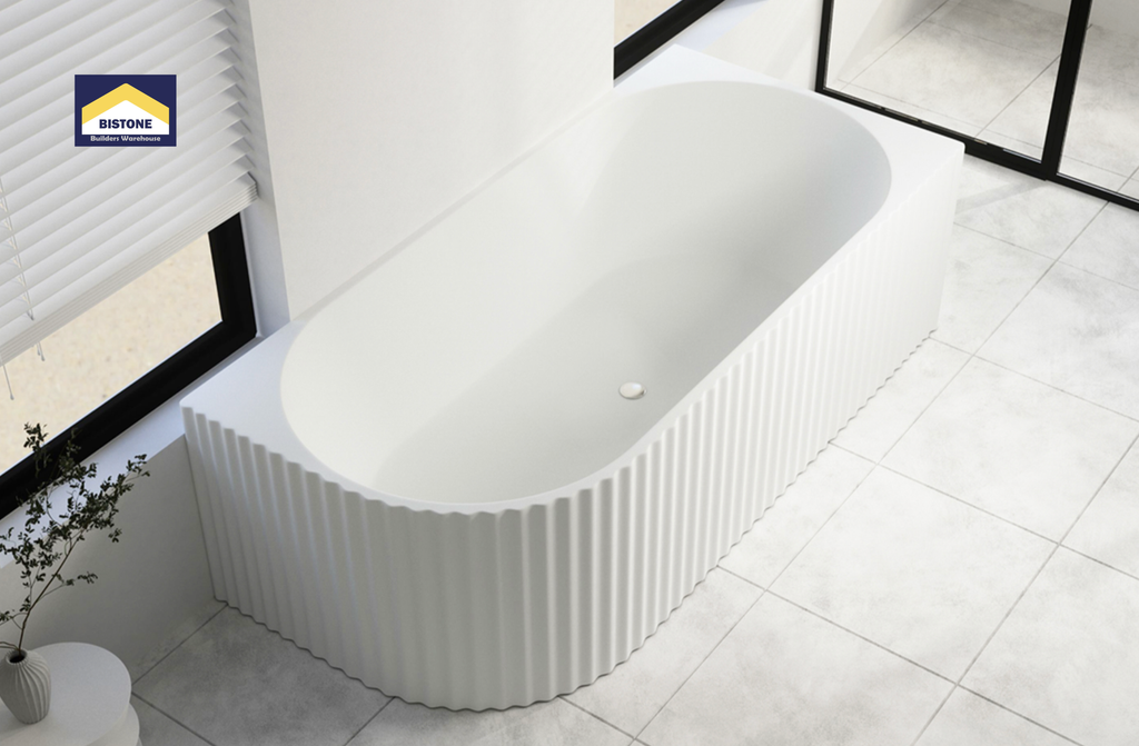 BISTONE B-7326 Back-to-Corner Acrylic Bathtub — Fluted Design, Left & Right Options, Massage/Air/Tap Configurations