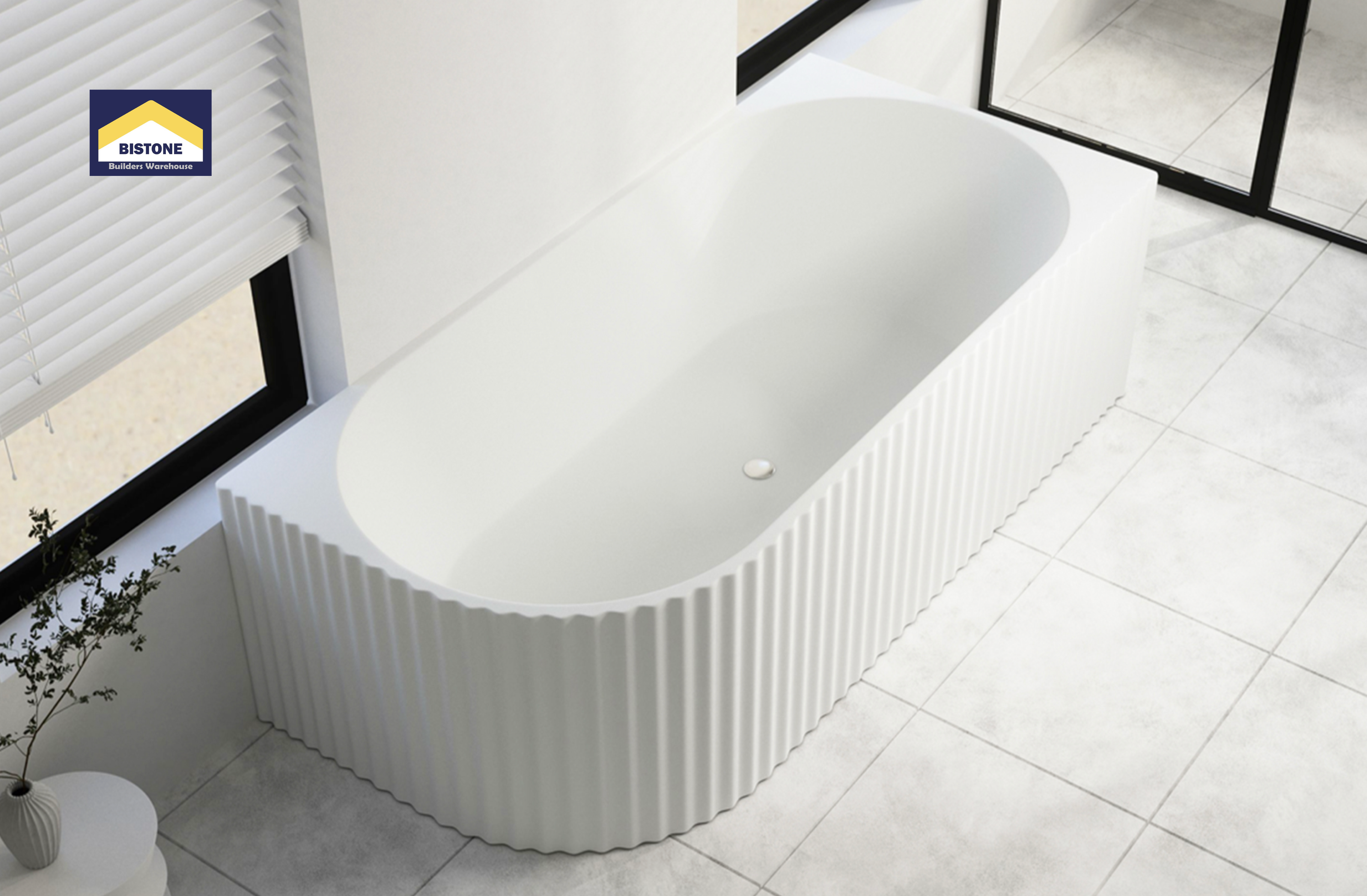 BISTONE B-7326 Back-to-Corner Acrylic Bathtub — Fluted Design, Left & Right Options, Massage/Air/Tap Configurations