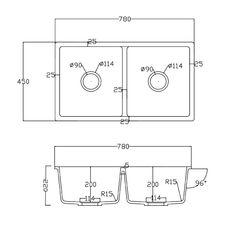Granite Double Bowls Kitchen Sinks