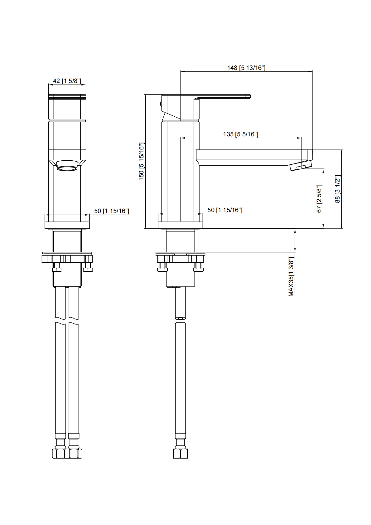 BISTONE 81H53 Basin Mixer Tap — Available in Brushed Gold, Chrome, Brushed Nickel, Gunmetal Grey & Matte Black