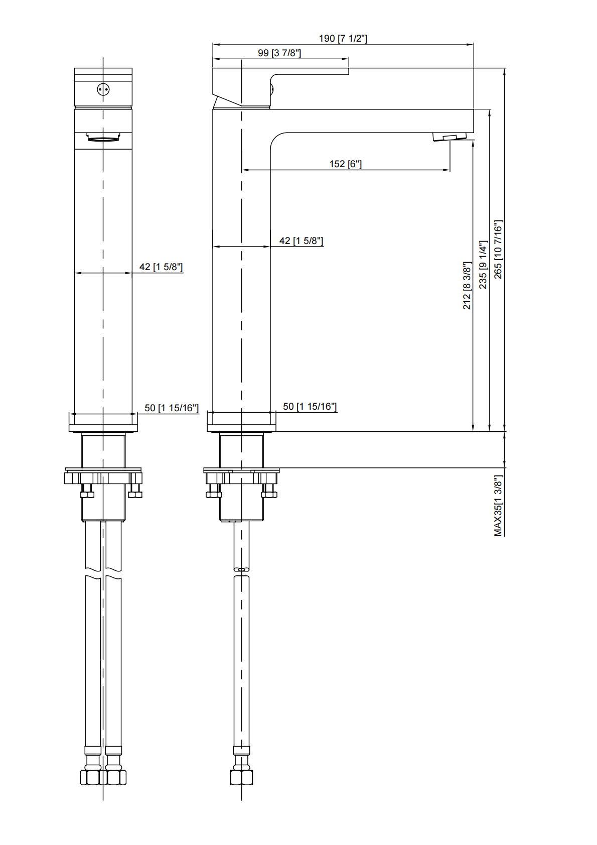 BISTONE 81H55T Tall Basin Mixer Tap — Available in Brushed Nickel, Chrome, Brushed Gunmetal, Matte Black & Soft Brushed Gold