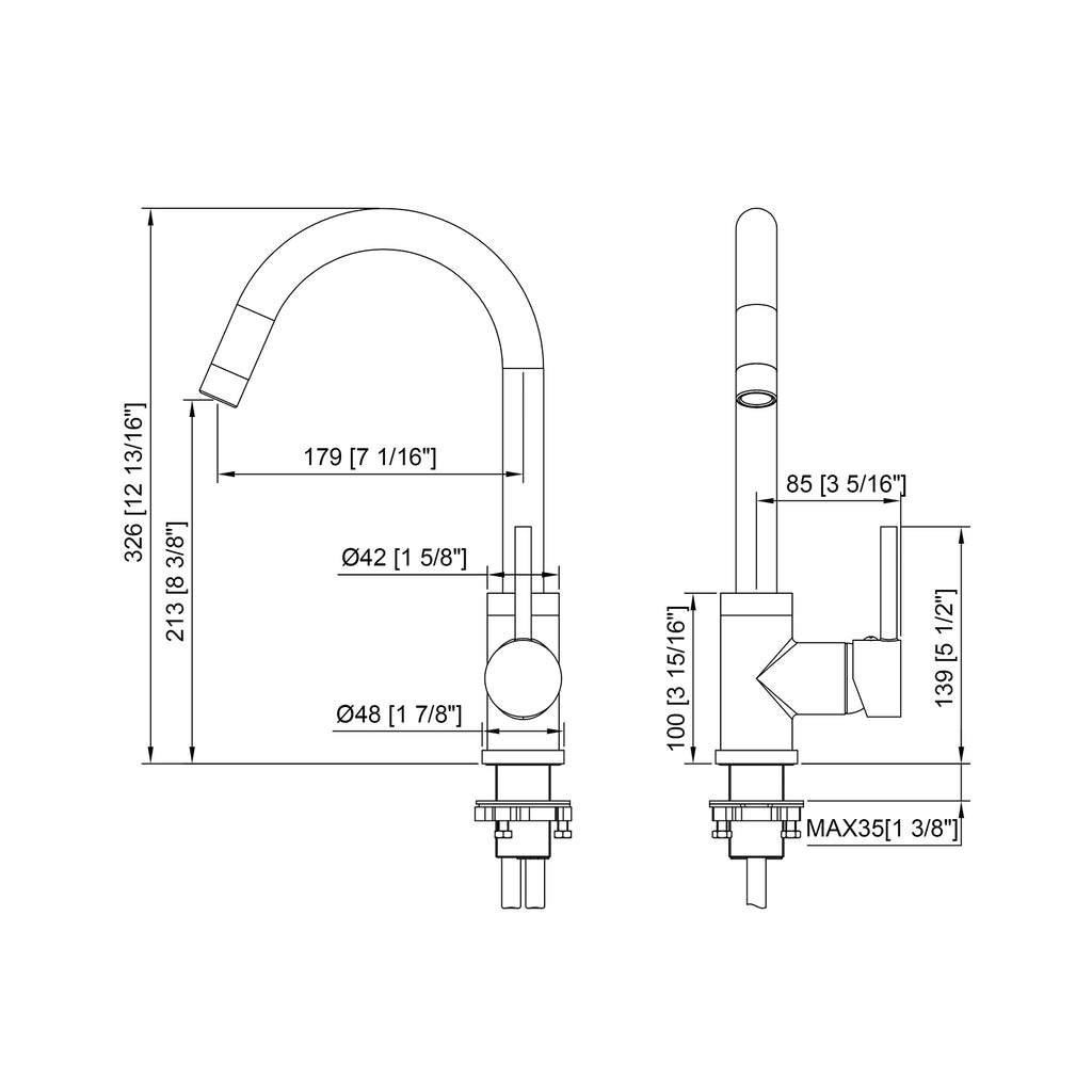 BISTONE 82H37 Kitchen Mixer Tap — Available in Chrome, Brushed Nickel, Gunmetal Grey, Matte Black & Brushed Gold