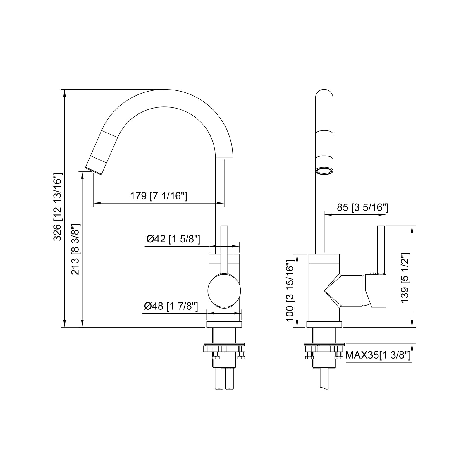BISTONE 82H37 Kitchen Mixer Tap — Available in Chrome, Brushed Nickel, Gunmetal Grey, Matte Black & Brushed Gold