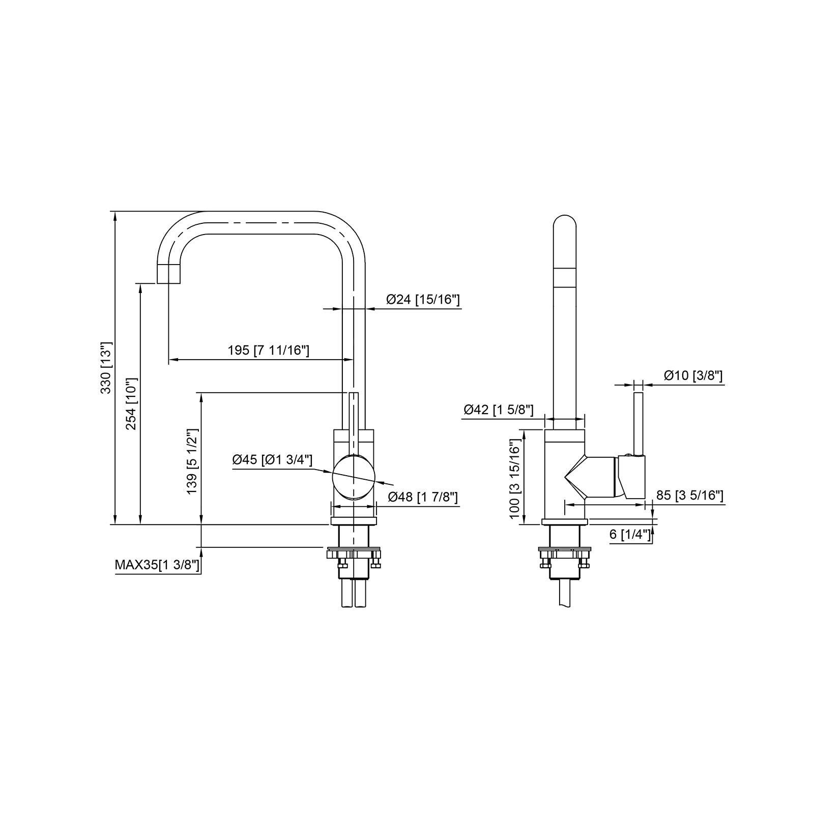 BISTONE 82H33 Kitchen Mixer Tap — Available in Chrome, Brushed Nickel, Gunmetal Grey, Matte Black & Brushed Gold
