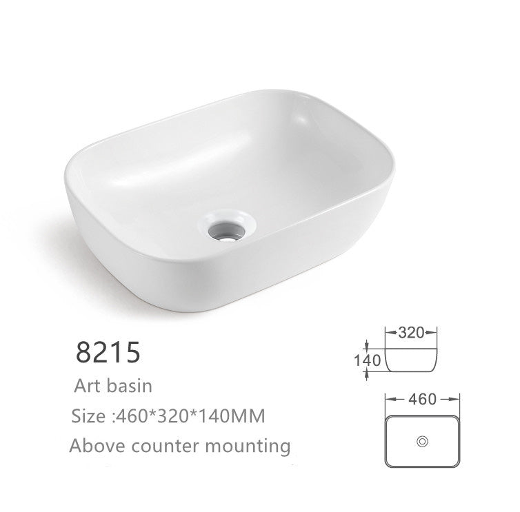 【Basin 8215-P01 Glossy】 White Marble with veining, 460×320×140mm, Above Counter Basin