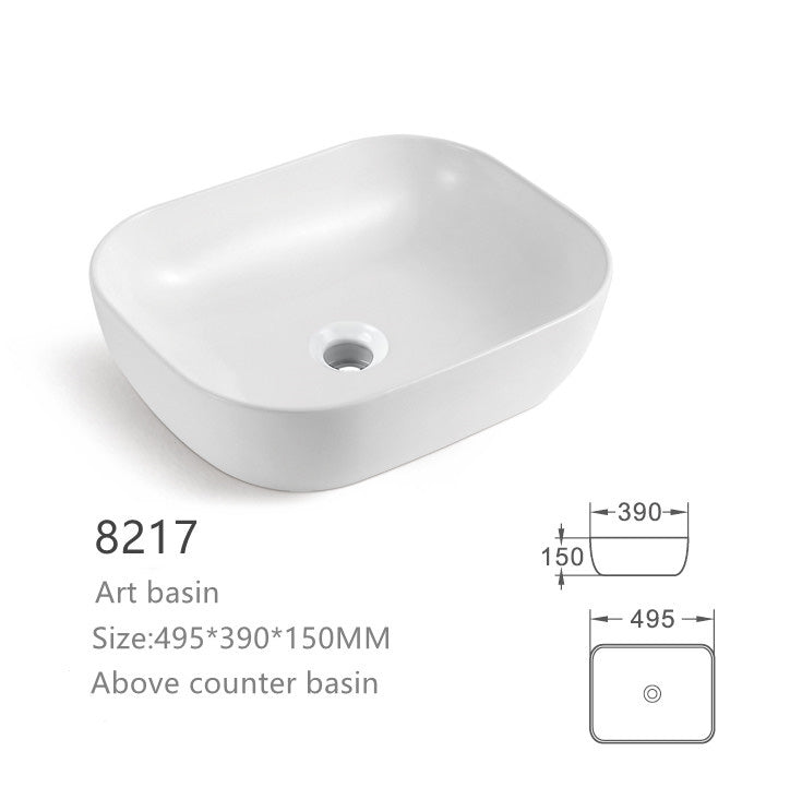 【Basin 8217 Pattern 05】Black Marble Rectangular Glossy Above Counter 495×390×150mm