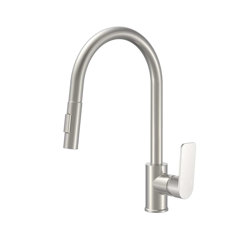 BISTONE 82H09G-D Gooseneck Kitchen Mixer Tap — Available in Chrome, Brushed Nickel, Gunmetal Grey, Matte Black & Brushed Gold
