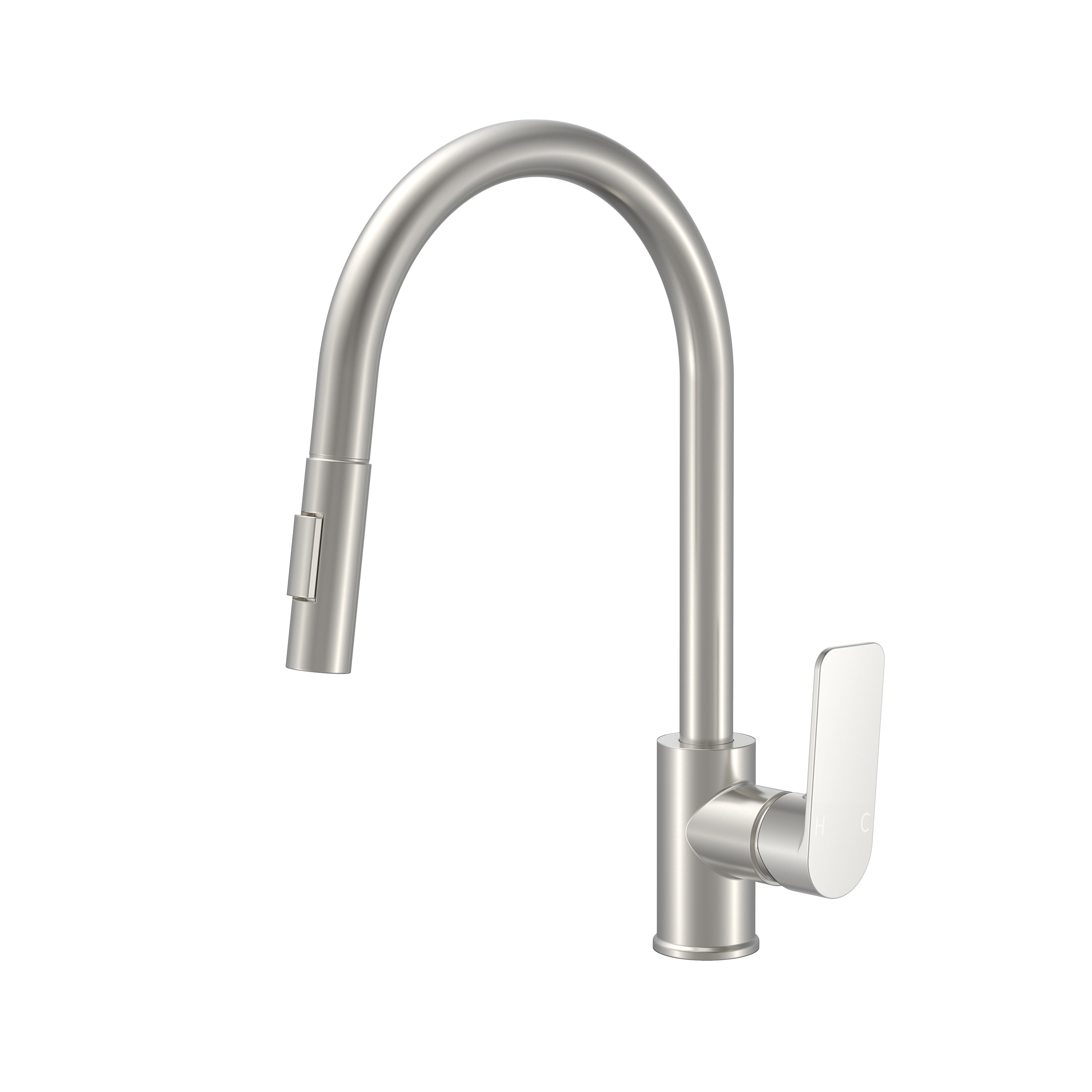 BISTONE 82H09G-D Gooseneck Kitchen Mixer Tap — Available in Chrome, Brushed Nickel, Gunmetal Grey, Matte Black & Brushed Gold